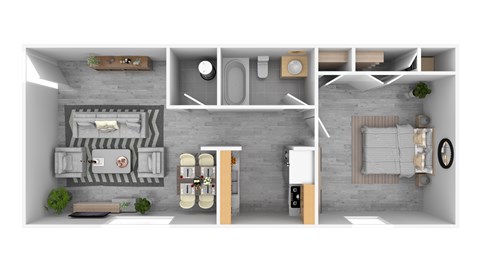 Floor plan for 1 bed, 1 bath, 700 sqft